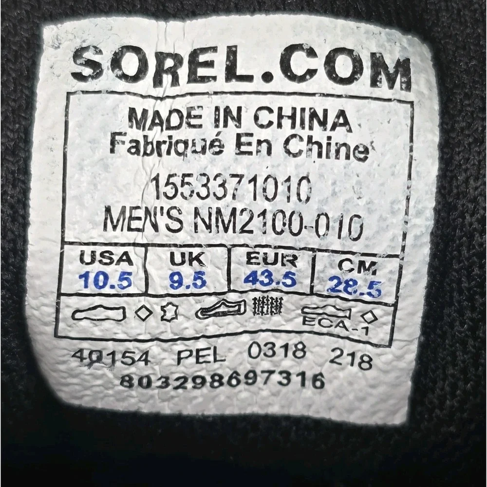 Sorel Ankeny Mid Hiker Mens 10.5 Black Nubuck Leather Waterproof Ankle Boots